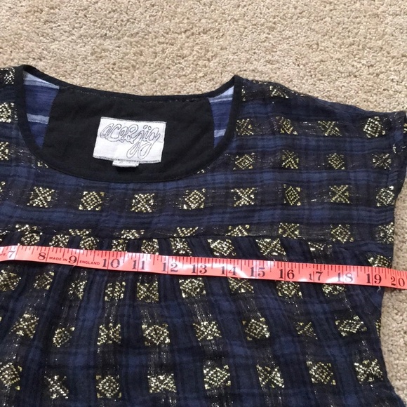 ACE & JIG Size S navy/gold Short Sleeve cotton top - Picture 6 of 8